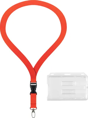 Produktbild von 10 Stück SET: 5x Lanyard Rot Keyholder Umhängeband 20mm Polyester mit Steckschnalle und starkem Karabinerhaken + 5 x Ausweis Halter Kartenhalter Keychain Lanyards Schlüsselband