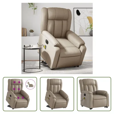 Imagen del producto de Sillón de masaje eléctrico "The Living Store" con función de ayuda para levantarse, color cappuccino, tapizado en cuero sintético