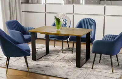 Immagine prodotto di Endo-Möbel tavolo da pranzo Cora 130cm - 210cm tavolo da corsa allungabile tavolo da cucina in metallo (rovere Artisan)