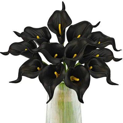 Künstliche Calla-Lilien, 12 Stück, schwarz, für Hochzeitsstrauß