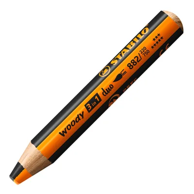 Image de STABILO 882/220-750 STABILO Marqueur multitalent woody 3 en 1 duo, orange/schwarz