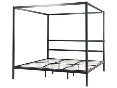 Produktbild von BELIANI Himmelbett Schwarz Metall 180 x 200 cm 4 Pfosten Elegant Modern Stilvoll Minimalistisch Designer Bett für Schlafzimmer