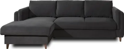 Produktbild von Lisa Design Brooke, Ecksofa rechts links, mit Schlaffunktion und Bettkasten, 4-Sitzer, aus Samt , Dunkelgrau