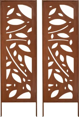 Produktbild von Sichtschutz Metall 2x - 160 cm x 50 cm - Edelrost - Rostoptik Sichtschutz für Garten - Sichtschutzelement - Sichtschutzwand - Gartendekoration Zaun