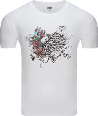 Produktbild von Diarbo Herren T-Shirt mit Abstraktem Druck Blumeneule Weiß Gr.M