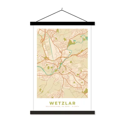 Produktbild von MuchoWow® Textilposter Stadtplan - Wetzlar - Vintage - Stadtplan 60x90 cm mit schwarzem Rahmen - Poster Wohnzimmer