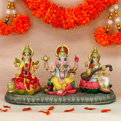 Immagine prodotto di Statue di Lakshmi, Ganesha e Saraswati per la decorazione spirituale
