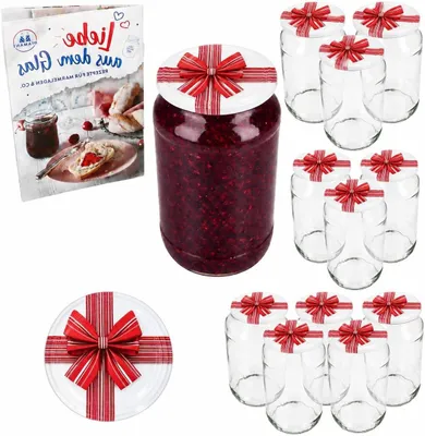 Productafbeelding van Weckpotten Set - Inmaakpotten Voorraadpotten - Inkoken En n - Met Geschenkdeksel - 1062 ml - Transparant