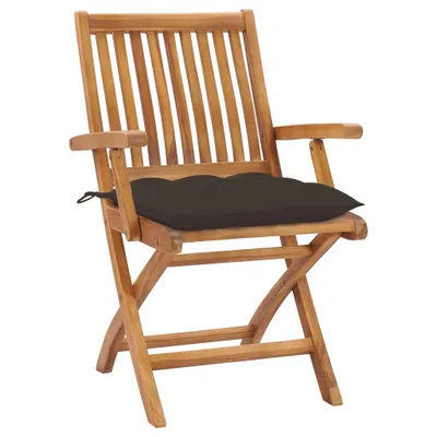 Image de Chaises de jardin 2 pcs. avec coussins taupe teck massif
