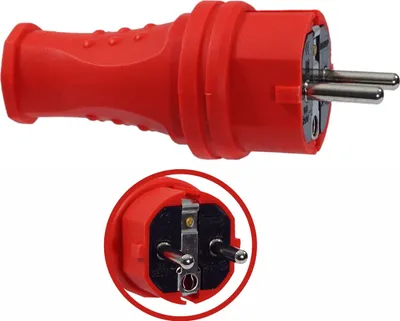 Produktbild von Schukostecker 16A 230V Gummistecker Schuko Schutzkontakt IP44 rot