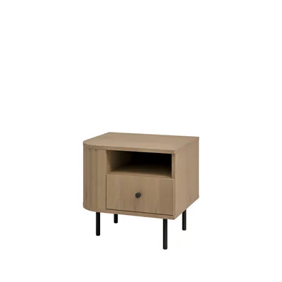Produktbild von Nachtisch OVARO rechts 48 cm mit Schublade und offenem Fach – Moderner Nachttisch für Schlafzimmer – Beistelltisch – Cremona
