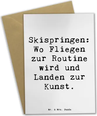 Produktbild von Mr. & Mrs. Panda Grußkarte Spruch Skispringen Kunstflug - Weiß - Geschenk, Sportler, Teamsport, Wintersport, Landung, weihnachtskarten, Sportart, einladungskarten, Flug