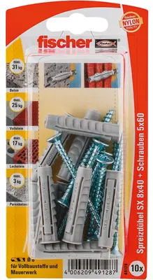 Produktbild von Spreizdübel SX 8x40 S K (hellgrau, 10 Stück, mit Schraube)