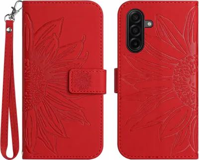 Produktbild von Samsung Galaxy A57 Hülle - Coverup Sonnenblume Klapphülle mit Schlüsselband - Rot