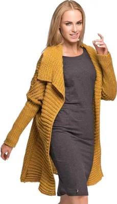 Obrázek produktu pro Strickjacke Mikina Pončo Umhang Cardigan; Senf S/M/L