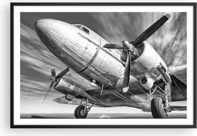 Produktbild von Gerahmtes Poster - Schwarzer Rahmen - Flugzeug Retro Flugzeug - 91,5x61 cm - Wand Bild - Wanddeko - Wandbilder - Kunstposter - Wandposter - Bilderrahmen - Bilder - Kunstdruck - P2BAA91x61-4952