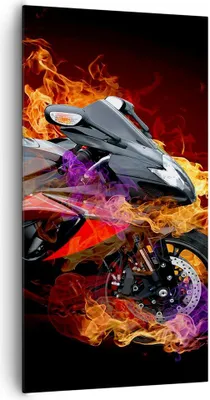 Produktbild von Bild auf Leinwand - Leinwandbild - Motorrad Feuer Abstraktion - 65x120cm - Wand Bild - Wanddeko - Leinwanddruck - Bilder - Kunstdruck - Wanddekoration - Leinwand bilder - Wandkunst - PA65x120-0177