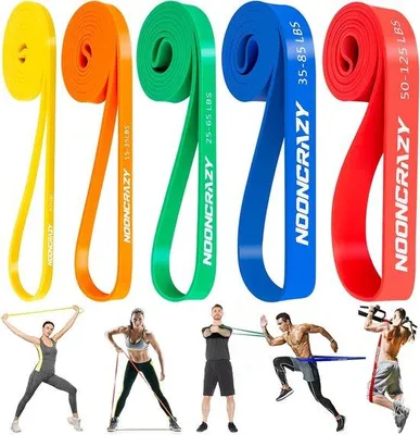 Produktbild von Unyqoos® Widerstandsbänder Set – 5 Widerstandsstufen, verbesserte Fitnessbänder aus reinem Naturlatex (1 mm dicker) für Krafttraining, Yoga & Physiotherapie – ohne Türanker und Griff