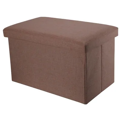 Produktbild von Intirilife Faltbare Sitzbank 49x30x30 cm in BERNSTEIN BRAUN - Sitzwürfel mit Stauraum und Deckel aus Stoff in Leinen Optik - Sitzcube Fußablage Aufbewahrungsbox Truhe Sitzhocker