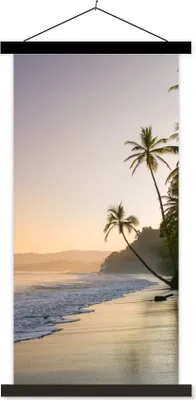 Produktbild von MuchoWow® Textilposter Strand - Meer - Palme 90x180 cm mit schwarzem Rahmen - Dekoration Wohnzimmer