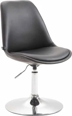 Produktbild von Esszimmerstuhl Kunstleder – Moderner Stuhl – Höhenverstellbar & 360° drehbar | Farbe: Schwarz | Grundfarbe: Chrom