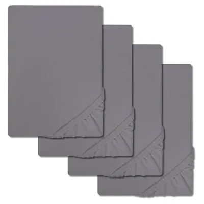 Produktbild von 4er-SetCloudComfort Basic Spannbettlaken Jersey-Stretch dunkelgrau 140 x 190 - 160 x 200 cm (4 Stück)