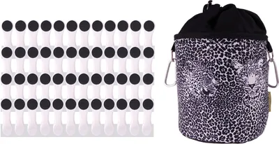 Produktbild von trendfinding 48 Wäscheklammern Weiß Edelstahl, 1 Klammerbeutel Leopard Schwarz