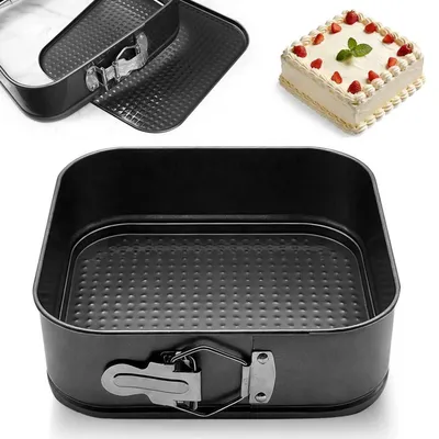 Productafbeelding van Springvorm, vierkant, 22 cm, zwart, koolstofstaal, antiaanbaklaag