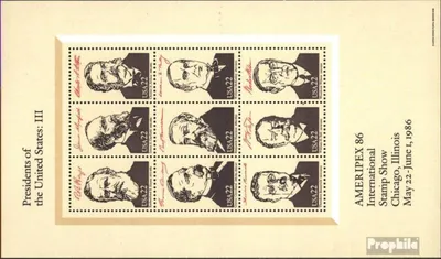 Produktbild von Briefmarken USA 1986 Mi Block19 (kompl.Ausg.) postfrisch Präsidenten der USA III