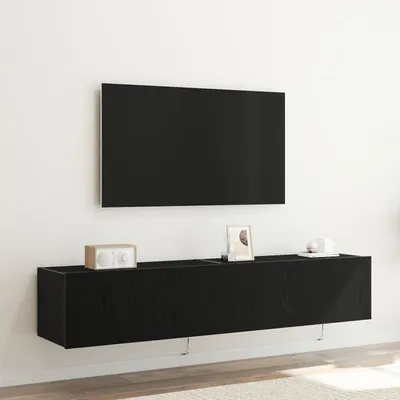 Produktbild von Möbel TV-Wandschränke mit LED-Leuchten 2 Stk Schwarz Eiche 80x35x31cm - TV-Schränke 863109