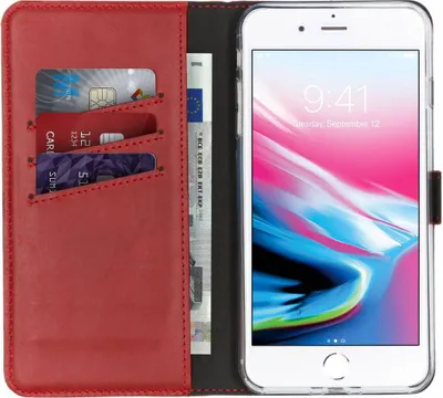 Obrázek produktu pro Selencia Kožené pouzdro s klopou pro iPhone 8 Plus / 7 Plus – červené