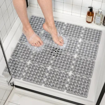 Obrázek produktu pro Protiskuzová podložka pod sprchu, rozměr 60x60 cm, materiál TPE, tmavě šedá barva, lze stříhat