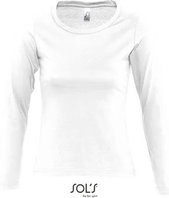 Produktbild von SOLs 11425 | Womens Long Sleeves-T Majestic Damen T-Shirt - Farbe: White - Größe: M