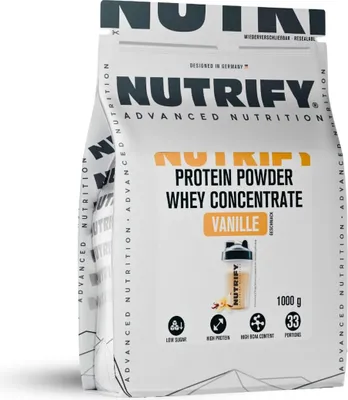 Produktbild von NUTRIFY Whey Protein Pulver Konzentrat Vanille 5 x 1kg Eiweißpulver - Muskelaufbau