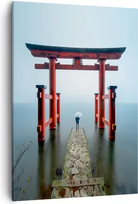 Produktbild von Bild auf Leinwand - Leinwandbild - Einteilig - Itsukushima-Jinja Tempel Regenschirm - 50x70cm - Wand Bild - Wandbilder - Leinwanddruck - Wanddekoration - Leinwand bilder - Wandbild - PA50x70-4241
