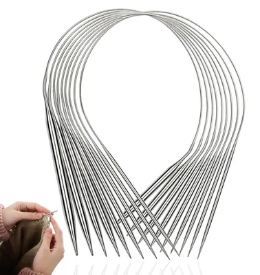Immagine prodotto di Set di ferri circolari per maglia, 9 pezzi, lunghezza 60 cm, 9 misure, da 2 a 8 mm, in acciaio inossidabile