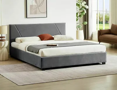 Zdjęcie produktu dla Łóżko tapicerowane COLUMBIA VELVET 160x200 szare z pojemnikiem