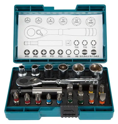 Image de Coffret Fixation Clé à cliquet + 20 accessoires MAKITA B-54081