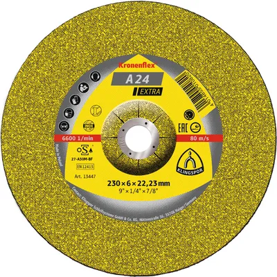 Image de Meule à ébarber KRONENFLEX A 24 Extra 230 x 6 x 22,23mm - KLINGSPOR - 13447