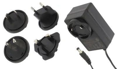 Produktbild von Steckernetzteil 12 V 2 A 24 W, 5,5 x 2,1 mm, schwarz, EU/US/UK/AU