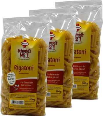 Obrázek produktu pro Schmid’s No.1 Rigatoni 3×500 g – Těstoviny pro omáčky