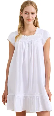 Imagen del producto de Solidchoice: Camisón de algodón suave para mujer, con mangas cortas