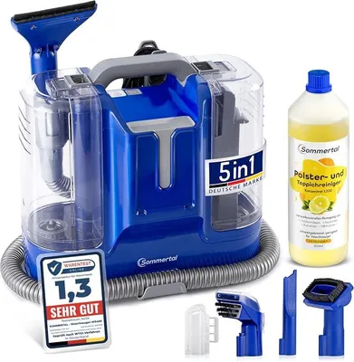 Produktbild von MultiCleaner WS450 5in1 inkl. 1L Polsterreiniger, Waschsauger | Gerät für Teppiche, Treppen, Polster, Sofa, Auto, Tiere, Flecken, Leistungsstark 450w, Waschsauger, Zubehör, Selbstreinigung