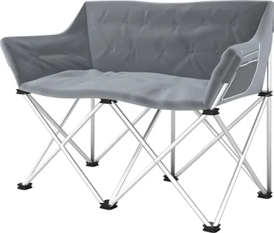 Produktbild von Faltstuhl 2 Sitzer faltbar Campingstuhl mit Armlehnen Seitentasche bis 240kg belastbar Grau