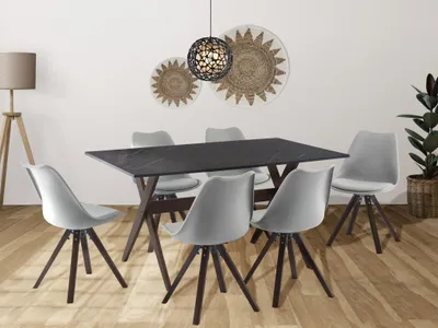 Produktbild von Esstisch für 6 Personen - Holz & Buche - Anthrazit & Dunkle Naturfarben - SERANI