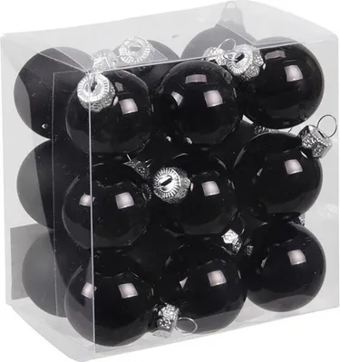 Produktbild von Kleine Baumkugeln aus Glas  - Christbaumkugeln Baumschmuck Christbaumschmuck Weihnachtsbaumschmuck Weihnachtsbaumkugeln (3 cm, 18 Stück Schwarz (Matt,Glänzend))