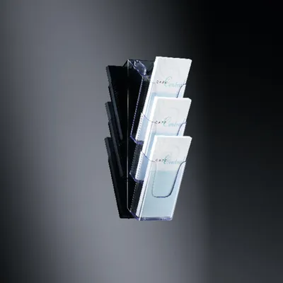Produktbild von SIGEL LH137 Wand-Prospekthalter, DIN lang (105x210 mm) / DIN A6 (105x148 mm), 3 Fächer, glasklar, Acryl