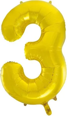 Produktbild von Folienballon Zahl 3 Gold, ca. 86 cm, geeignet zur Befüllung mit Helium oder Luft