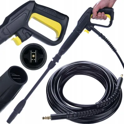 Produktbild von Rosfix Set Pistole Vario-Lanze 8 m Schlauch – Ersatzteil für Hochdruckreiniger Kärcher K2–K7 Click Connect | 180 bar | Verstellbare Düse