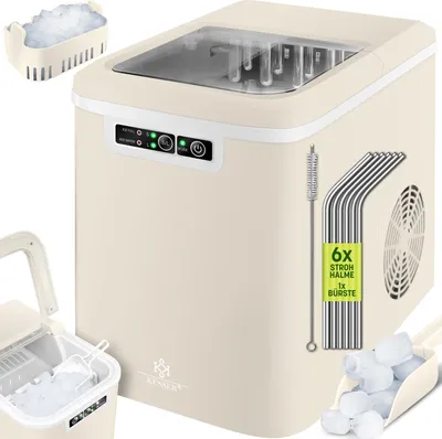 Produktbild von KESSER® Eiswürfelbereiter | Eiswürfelmaschine Edelstahl | Ice Maker | 12 kg 24 h | Zubereitung in 7 min | 2,2 Liter Wassertank | 2 Eiswürfel-Größen | LED-Display | Selbstreinigungsfunktion | Silber, Farbe:Creme / Weiß